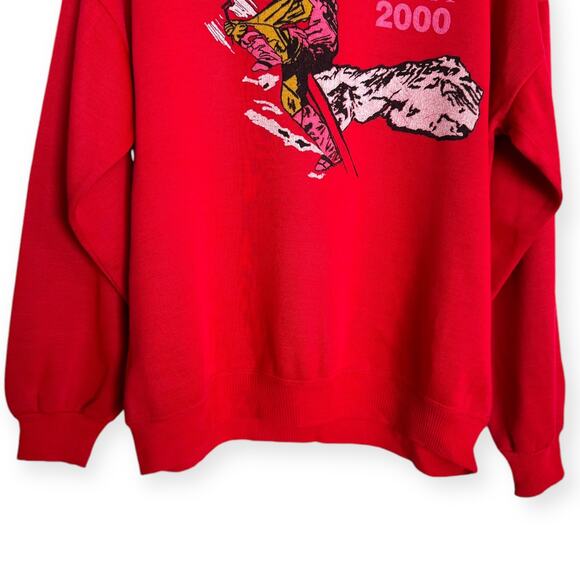 Vintage Red Isola 2000 French Ski Resort Crew Neck Sweatshirt Men's Size M - Picture 4 of 9